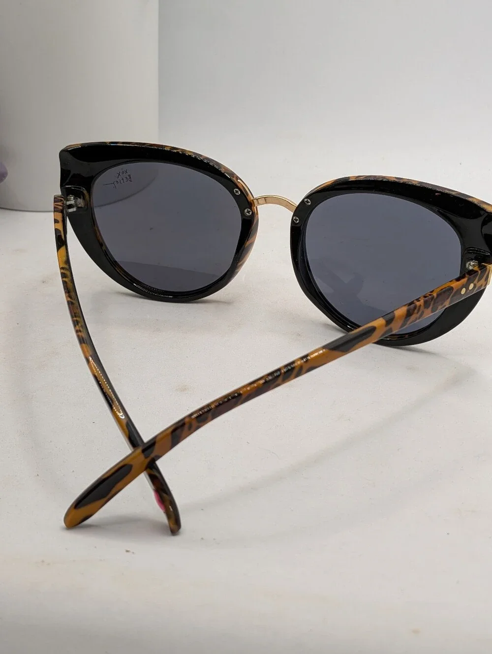 Betsey Johnson Leopard Print Cat Eye Sunglasses - Black Lenses
